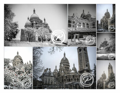 Pack de 7 photos du Sacré Coeur sous la neige